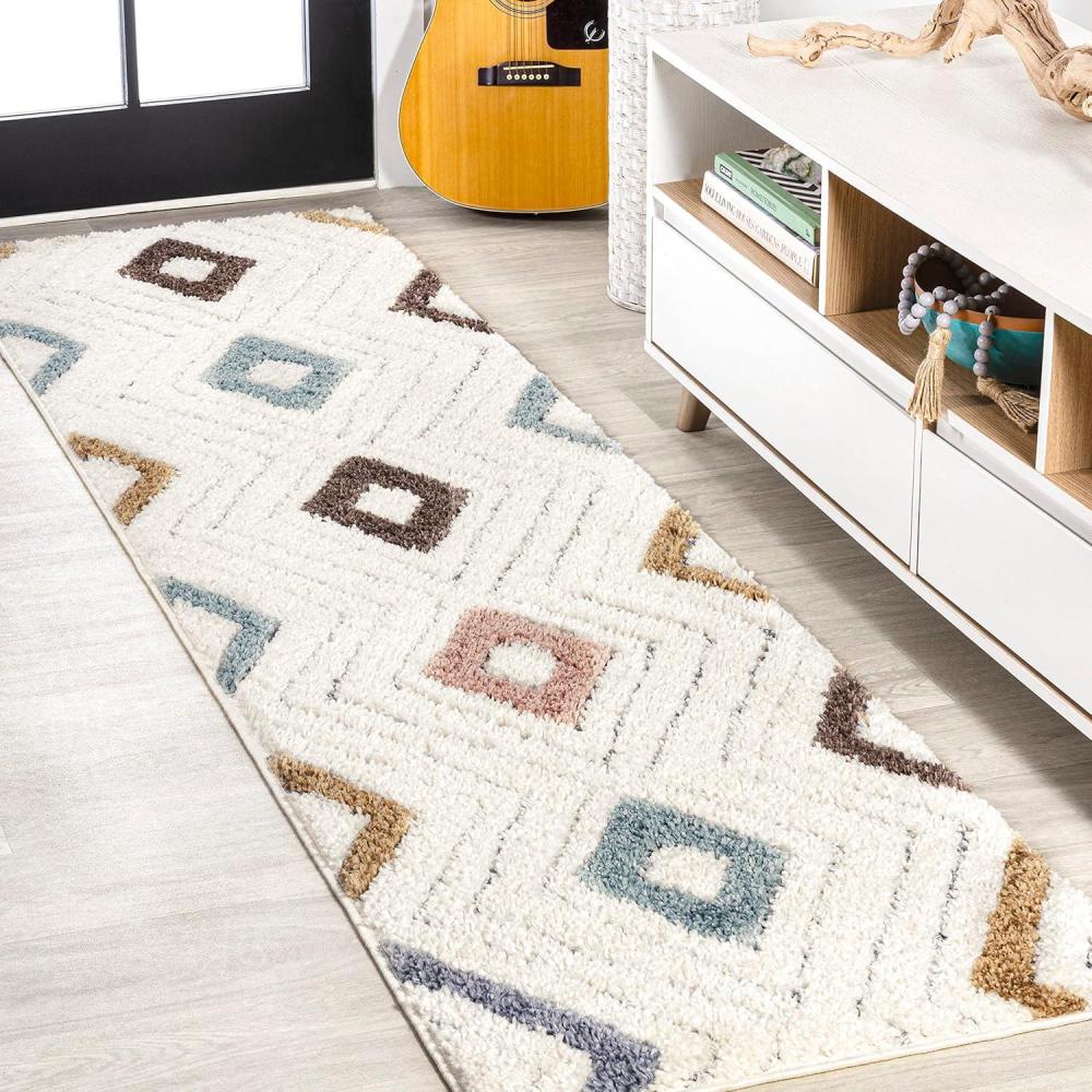 image:imageJONATHAN Y Diamond Tribal HighLow MultiCream Indoor Area Rug 3X5 ft Amira for Living Room Bedroom Kitchen Office EasyCleaning High Traffic PetFriendly NonShedding SNT108A322 x 8 Runner
