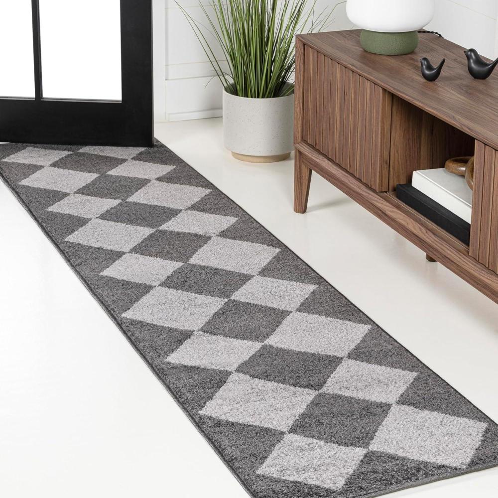 image:imageJONATHAN Y Draper Geometric Diamond Pattern WhiteCharcoal Indoor Area Rug 3x5 Classic Vintage EasyCleaning for Living Room Bedroom Kitchen Pet Friendly NonShedding ATH100A3DarkgrayLightgray