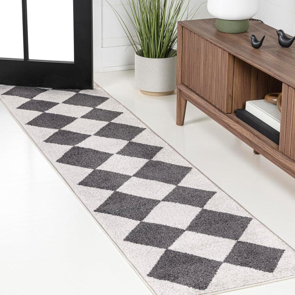 image:imageJONATHAN Y Draper Geometric Diamond Pattern WhiteCharcoal Indoor Area Rug 3x5 Classic Vintage EasyCleaning for Living Room Bedroom Kitchen Pet Friendly NonShedding ATH100A3WhiteDarkgray