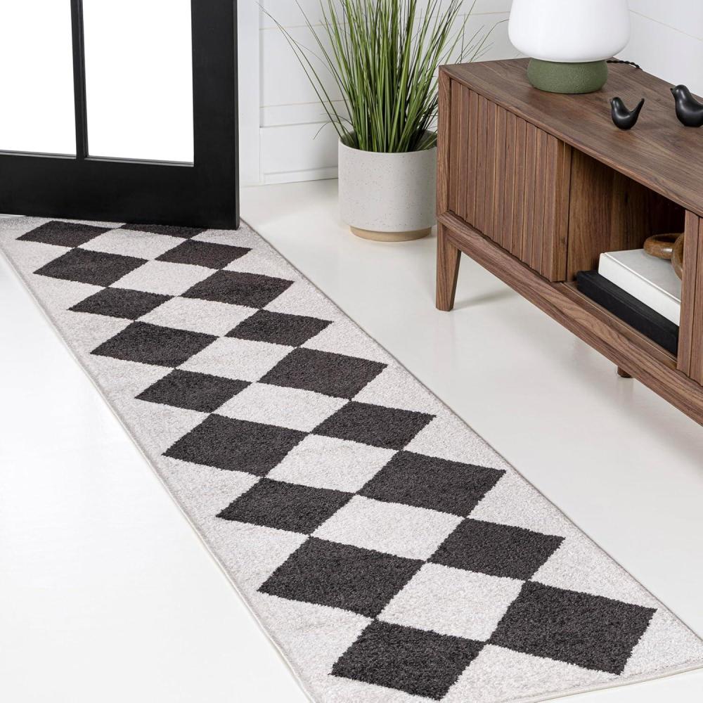 image:imageJONATHAN Y Draper Geometric Diamond Pattern WhiteCharcoal Indoor Area Rug 3x5 Classic Vintage EasyCleaning for Living Room Bedroom Kitchen Pet Friendly NonShedding ATH100A3WhiteCharcoal