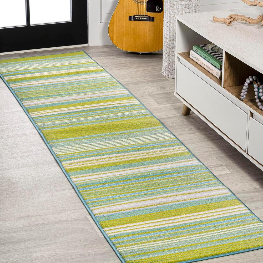 image:imageJONATHAN Y Duxbury Gradient Ticking Striped GreenBlue Indoor Area Rug 3x5 Farmhouse Classic EasyCleaning for Living Room Bedroom Kitchen Pet Friendly NonShedding LUX102B3GreenBlue