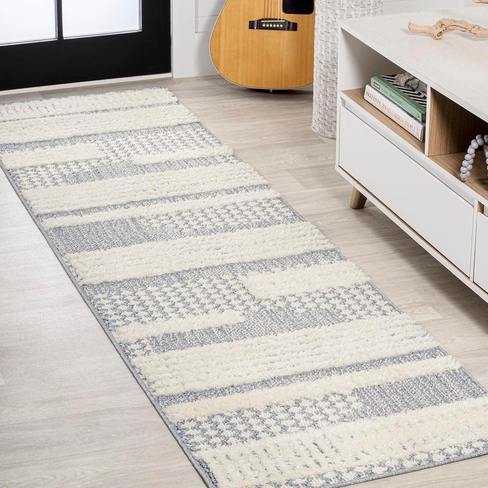 image:imageJONATHAN Y Geometric HighLow CreamGray Indoor Area Rug 3X5 ft Kerstin for Living Room Bedroom Kitchen Office EasyCleaning High Traffic PetFriendly NonShedding SNT100A322 x 8 Runner
