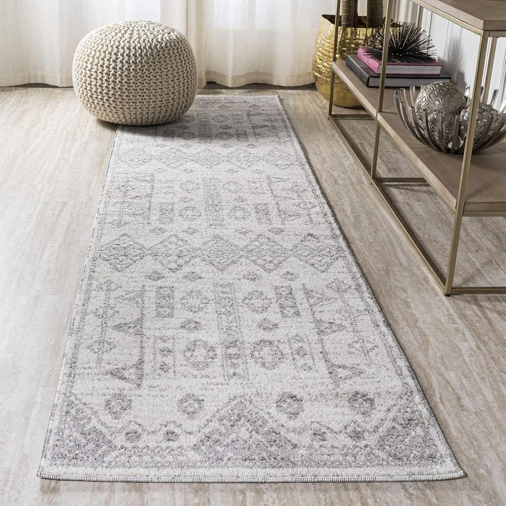image:imageJONATHAN Y Idris Tribal Diamond GrayBeige Indoor Area Rug 3x5 Geometric Bohemian Casual EasyCleaning for Living Room Bedroom Kitchen Pet Friendly NonShedding MOH304A322 x 8 Runner
