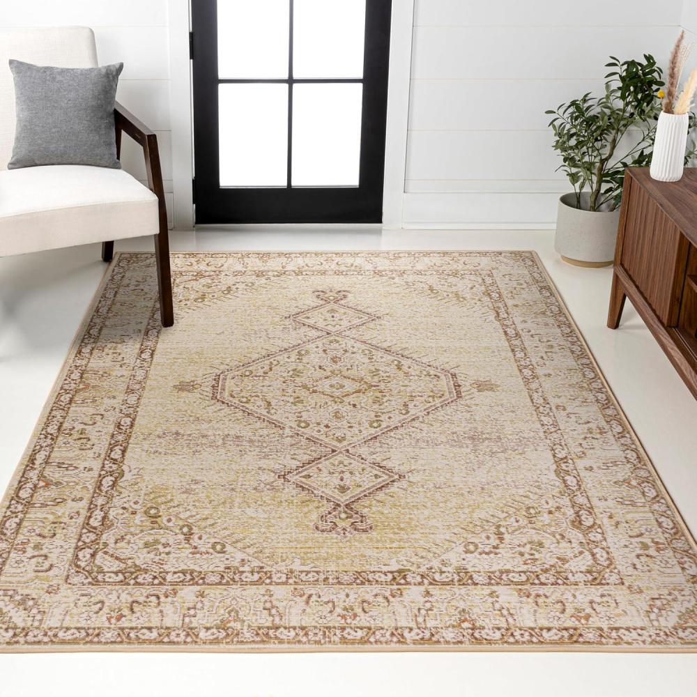 image:imageJONATHAN Y Lila Modern Tribal Medallion Light BlueIvory Indoor Area Rug 3x5 Transitional Traditional EasyCleaning for Living Room Bedroom Kitchen Pet Friendly NonShedding MDP306B3Ivory