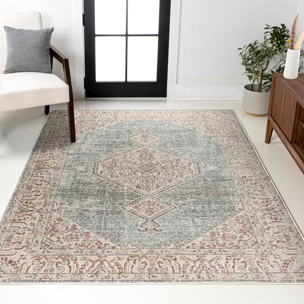 image:imageJONATHAN Y Lila Modern Tribal Medallion Light BlueIvory Indoor Area Rug 3x5 Transitional Traditional EasyCleaning for Living Room Bedroom Kitchen Pet Friendly NonShedding MDP306B3Blue