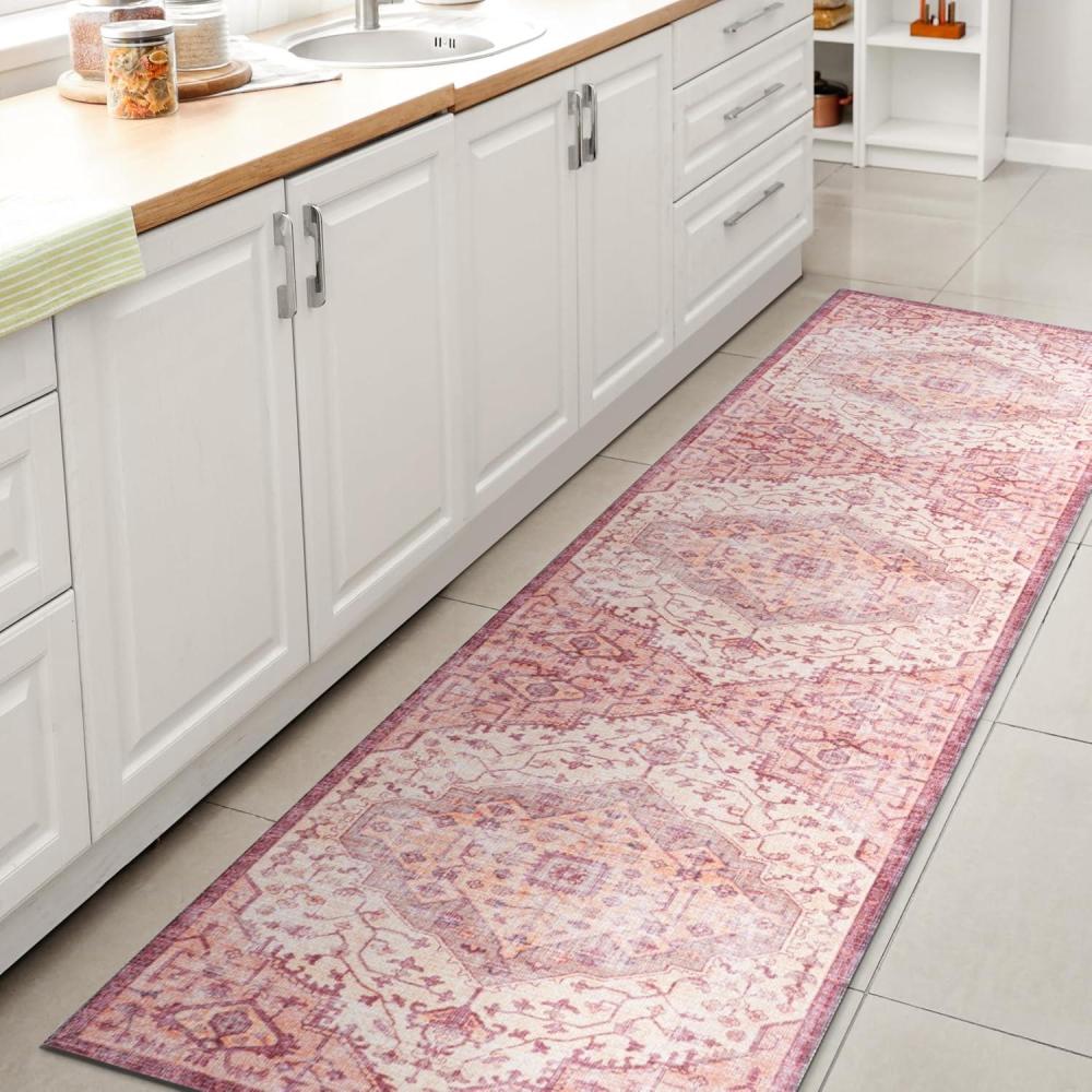 image:imageJONATHAN Y Machine Washable Indoor Area Rug 3X5 RedOrangeCream Alacati Ogee Medallion for Living Room Bedroom Kitchen Office EasyCleaning High Traffic PetFriendly NonShedding WSH103A3RedTerracottaCream