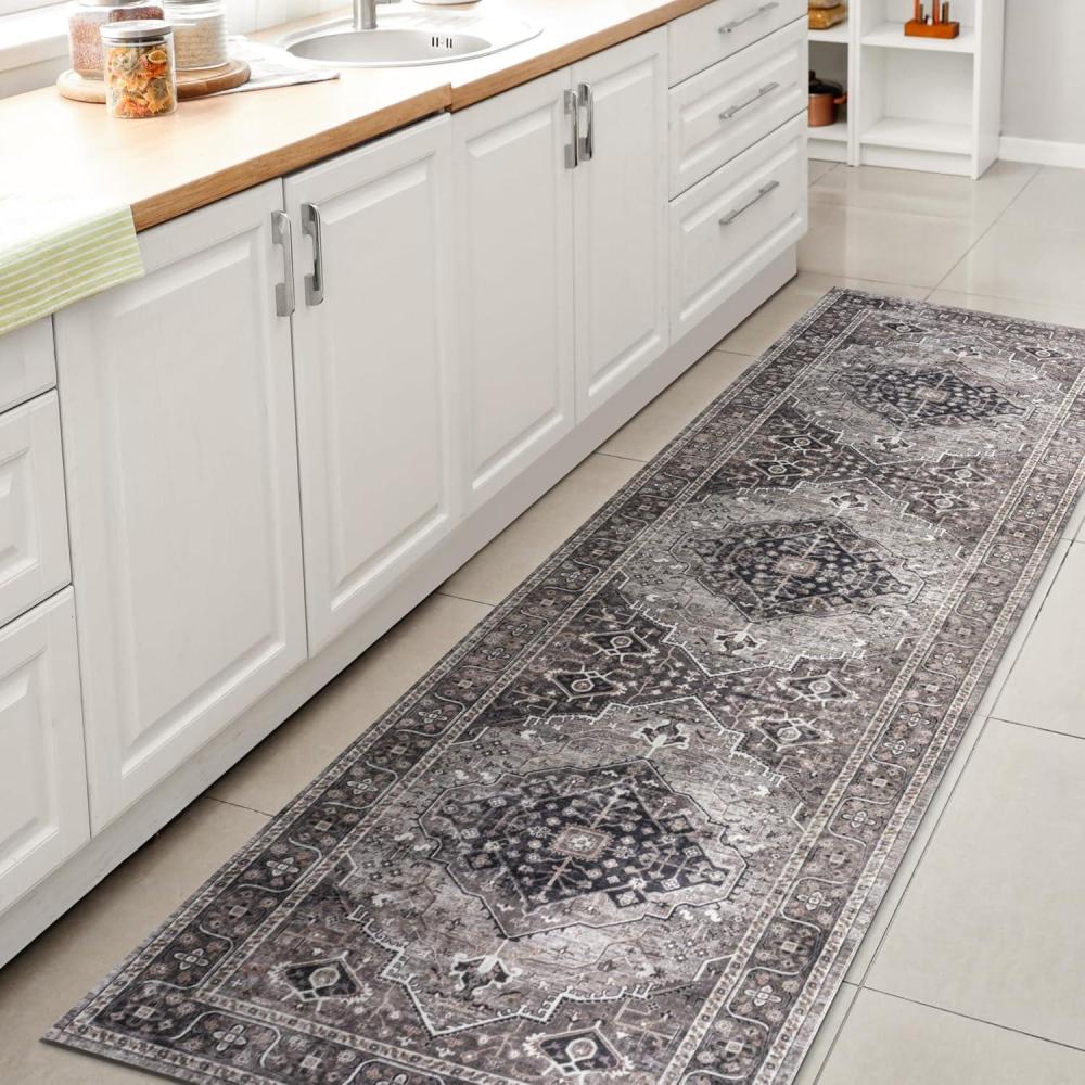 image:imageJONATHAN Y Machine Washable Indoor Area Rug 3X5 RedOrangeCream Alacati Ogee Medallion for Living Room Bedroom Kitchen Office EasyCleaning High Traffic PetFriendly NonShedding WSH103A3Dark GrayLight Gray