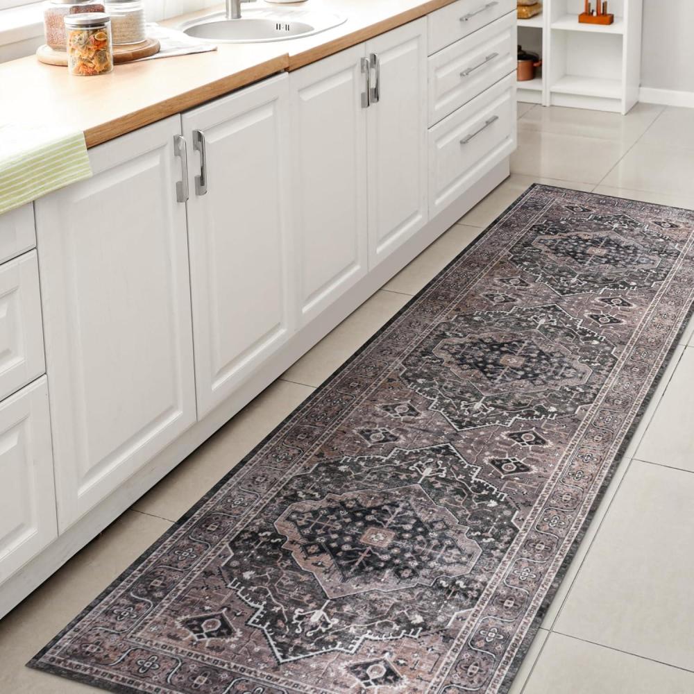 image:imageJONATHAN Y Machine Washable Indoor Area Rug 3X5 RedOrangeCream Alacati Ogee Medallion for Living Room Bedroom Kitchen Office EasyCleaning High Traffic PetFriendly NonShedding WSH103A3Dark GreenDark Beige