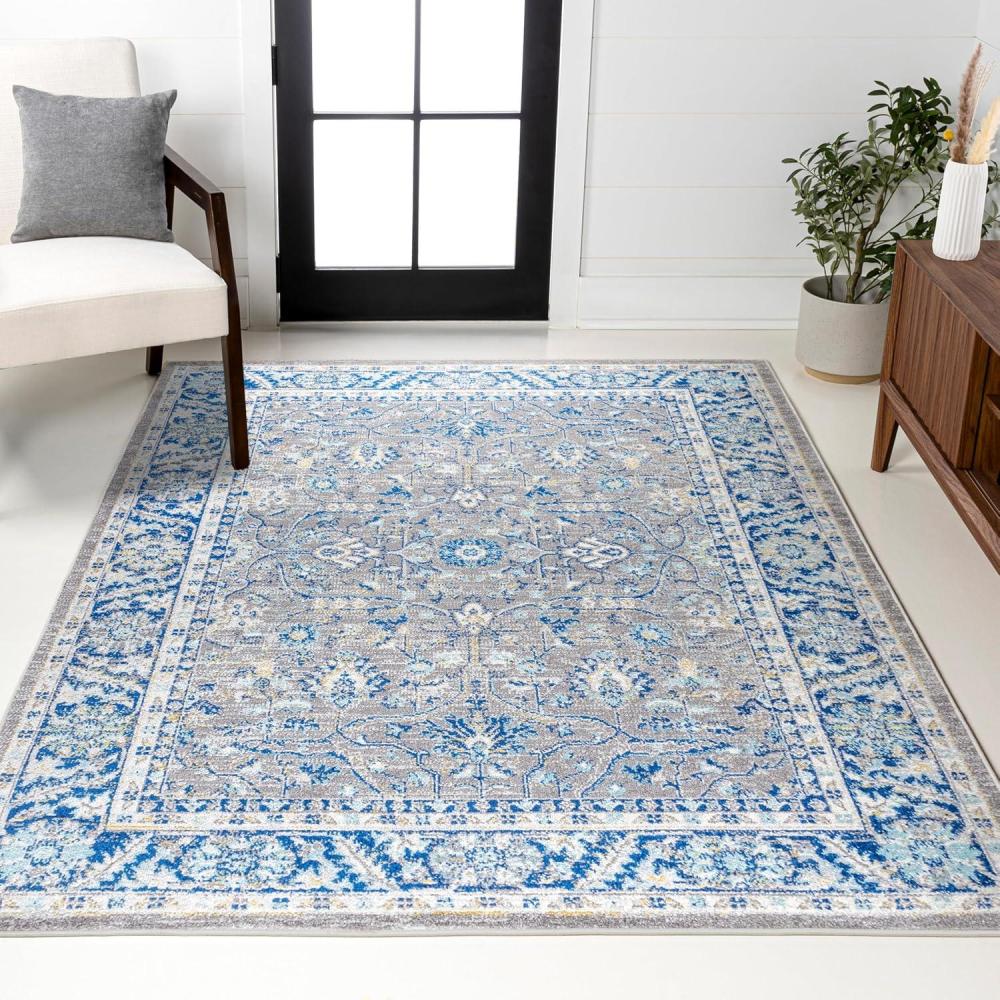 image:imageJONATHAN Y Modern Boho Floral GrayNavy Indoor Area Rug 3x5 Bohemian Vintage EasyCleaning for Living Room Bedroom Kitchen Pet Friendly NonShedding MDP204A353 x 77 Rectangular