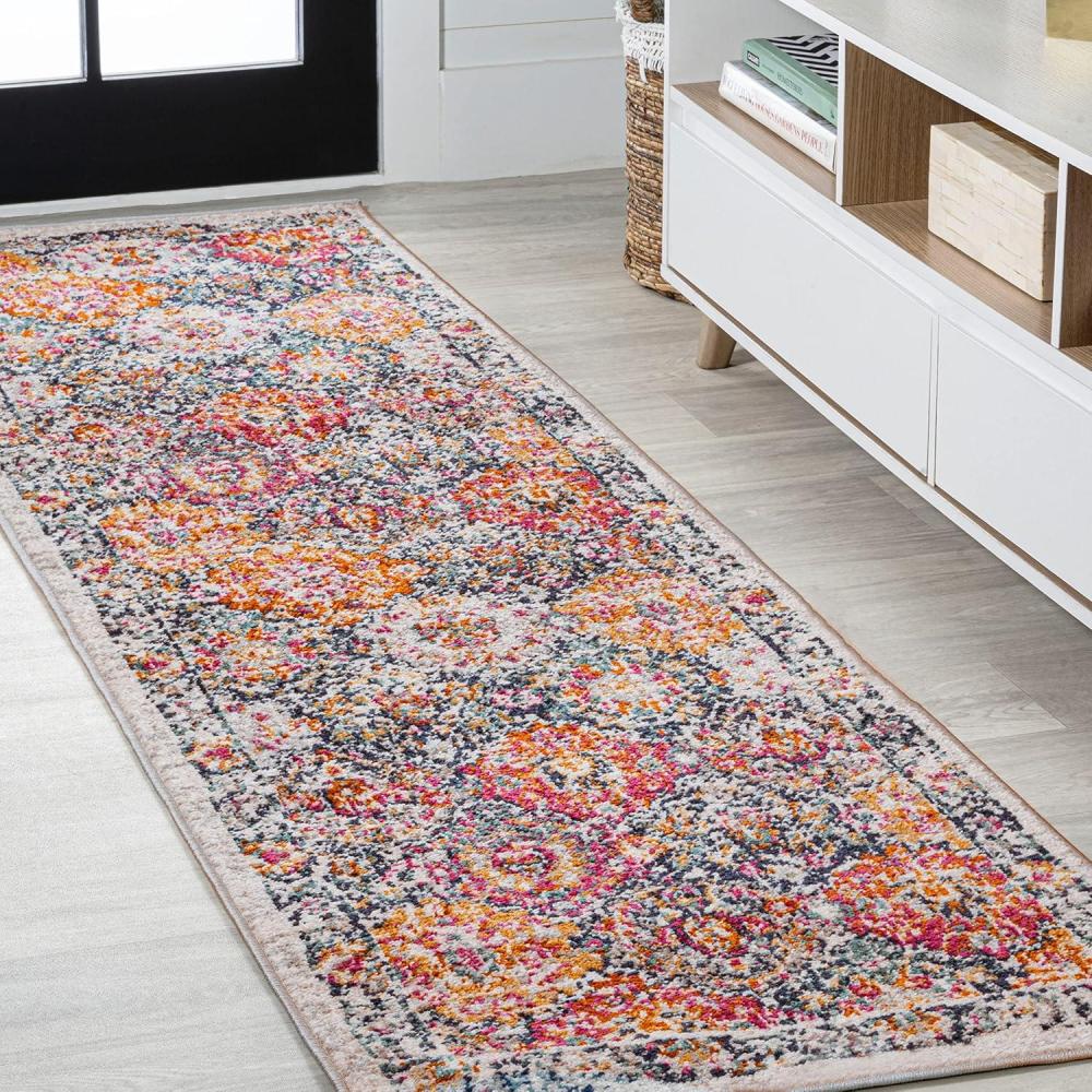 image:imageJONATHAN Y Modern Boho Vintage Trellis BlueMulti Indoor Area Rug 3x5 Bohemian Traditional EasyCleaning for Living Room Bedroom Kitchen Pet Friendly NonShedding MDP205A3Multi Color