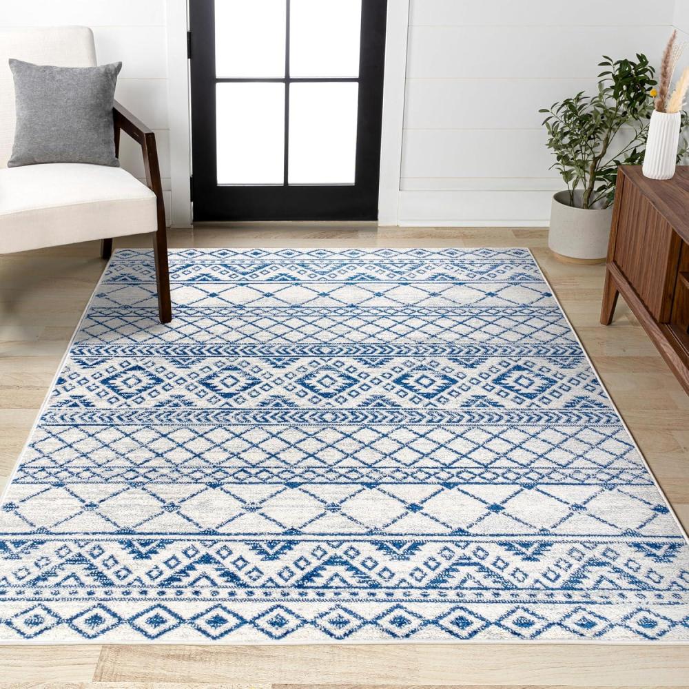 image:imageJONATHAN Y Moroccan Hype Boho Vintage Tribal CreamBlue Indoor Area Rug 3x5 Bohemian Vintage EasyCleaning for Living Room Bedroom Kitchen Pet Friendly NonShedding MOH103A379 x 10 Rectangular