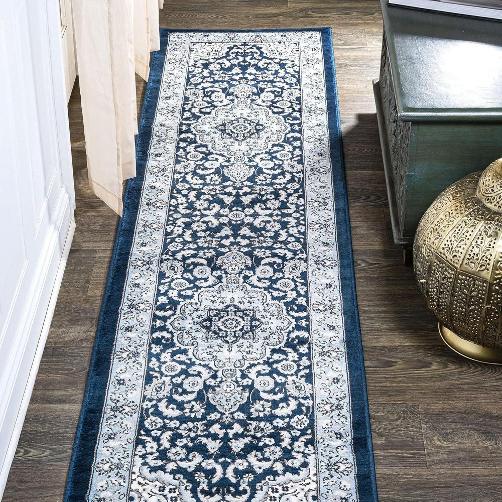 image:imageJONATHAN Y Palmette Modern Floral GrayCream Indoor Area Rug 3x5 Vintage Bohemian EasyCleaning for Living Room Bedroom Kitchen Pet Friendly NonShedding MDP503C3NavyBlue