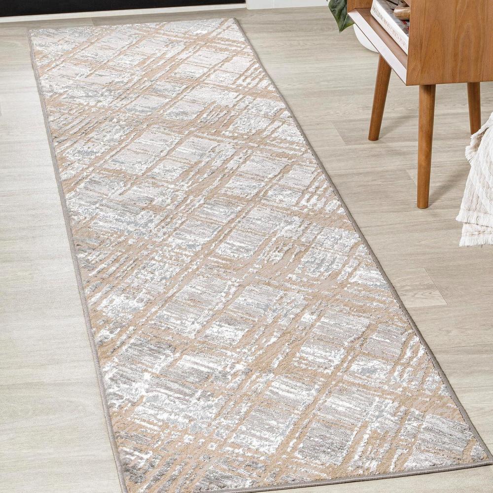 image:imageJONATHAN Y Slant Abstract GrayBlue Indoor Area Rug 3X5 ft Modern for Living Room Bedroom Kitchen Office EasyCleaning High Traffic PetFriendly NonShedding SOR201B3BeigeGray