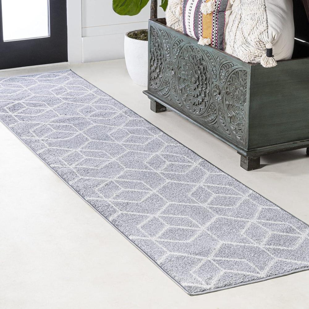 image:imageJONATHAN Y Tumbling Blocks Light BlueWhite Indoor Area Rug 3x5 ModernContemporaryGeometricCasual EasyCleaning for Living RoomBedroomKitchenPet FriendlyNonShedding SEU101C3Light GrayWhite