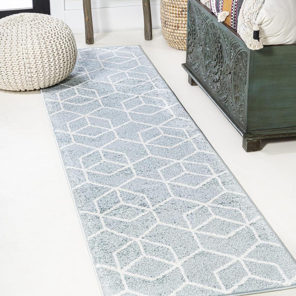 image:imageJONATHAN Y Tumbling Blocks Light BlueWhite Indoor Area Rug 3x5 ModernContemporaryGeometricCasual EasyCleaning for Living RoomBedroomKitchenPet FriendlyNonShedding SEU101C3Light BlueWhite