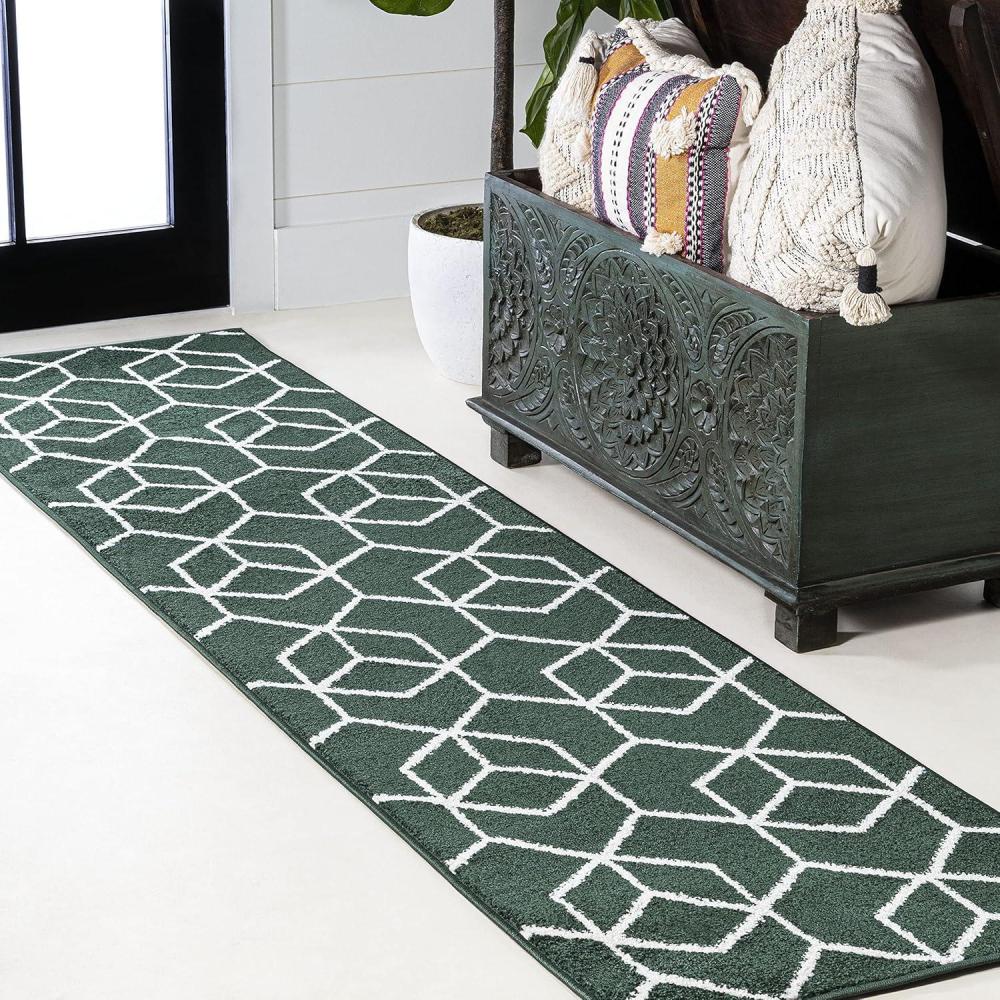 image:imageJONATHAN Y Tumbling Blocks Light BlueWhite Indoor Area Rug 3x5 ModernContemporaryGeometricCasual EasyCleaning for Living RoomBedroomKitchenPet FriendlyNonShedding SEU101C3GreenWhite