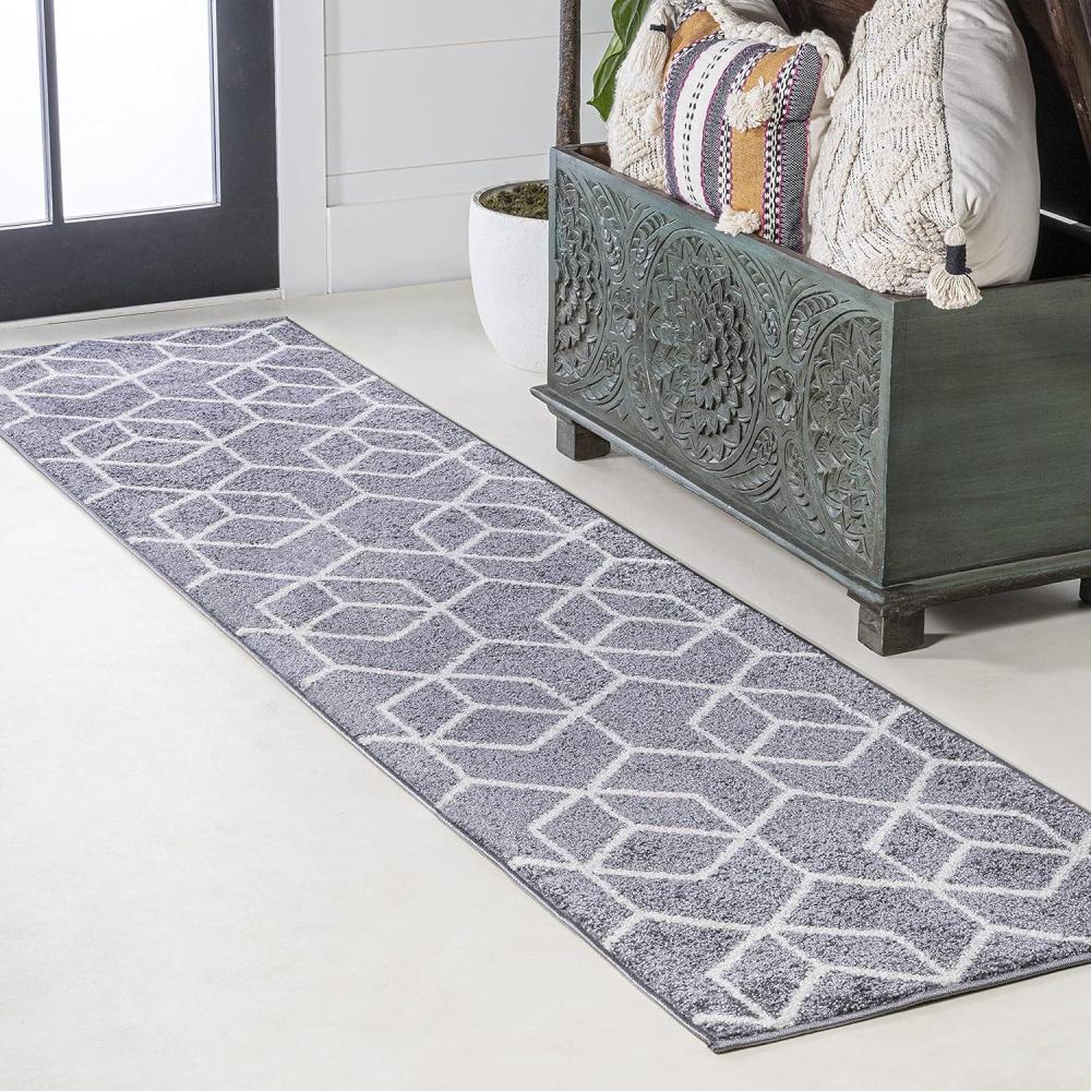 image:imageJONATHAN Y Tumbling Blocks Light BlueWhite Indoor Area Rug 3x5 ModernContemporaryGeometricCasual EasyCleaning for Living RoomBedroomKitchenPet FriendlyNonShedding SEU101C3GrayWhite