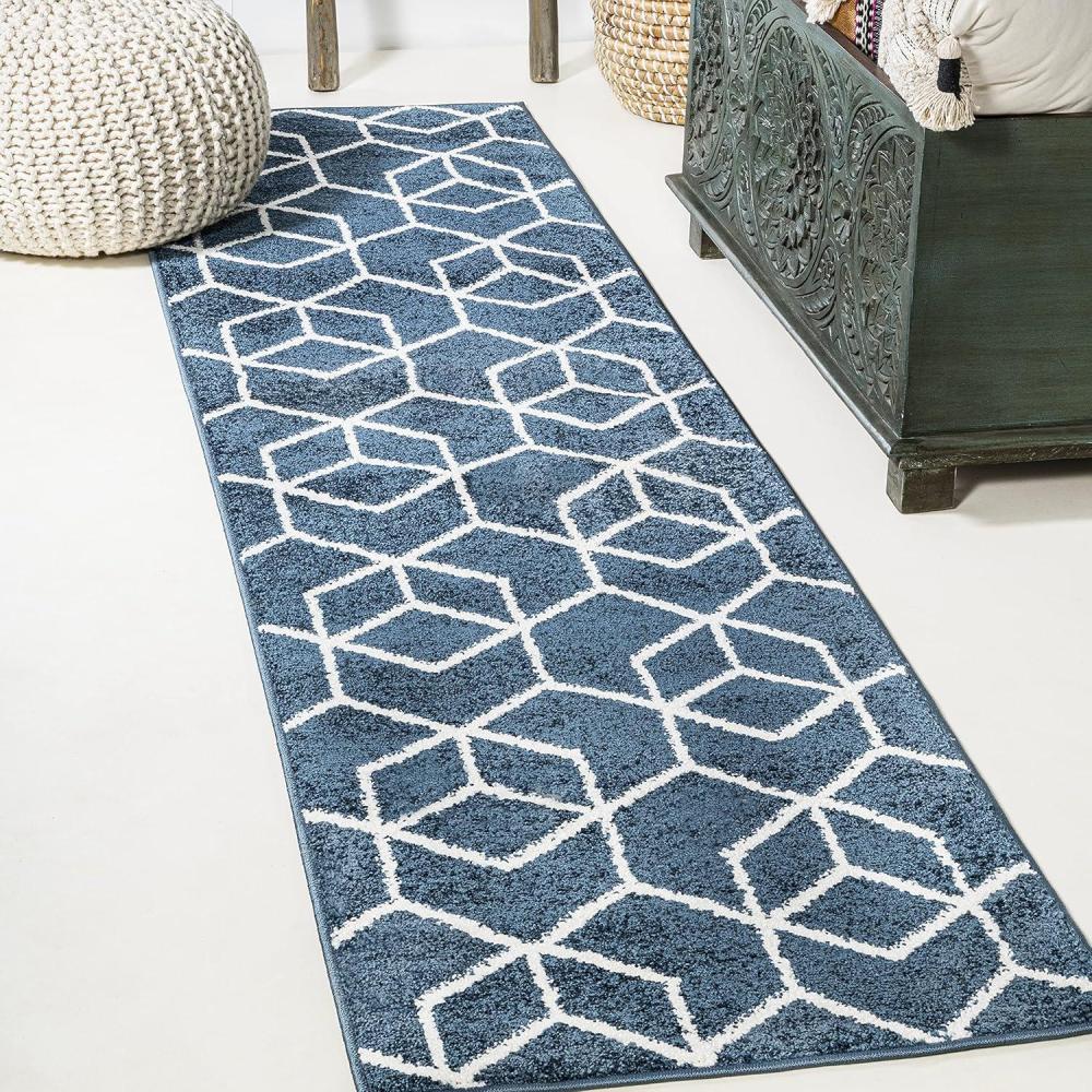 image:imageJONATHAN Y Tumbling Blocks Light BlueWhite Indoor Area Rug 3x5 ModernContemporaryGeometricCasual EasyCleaning for Living RoomBedroomKitchenPet FriendlyNonShedding SEU101C3NavyWhite