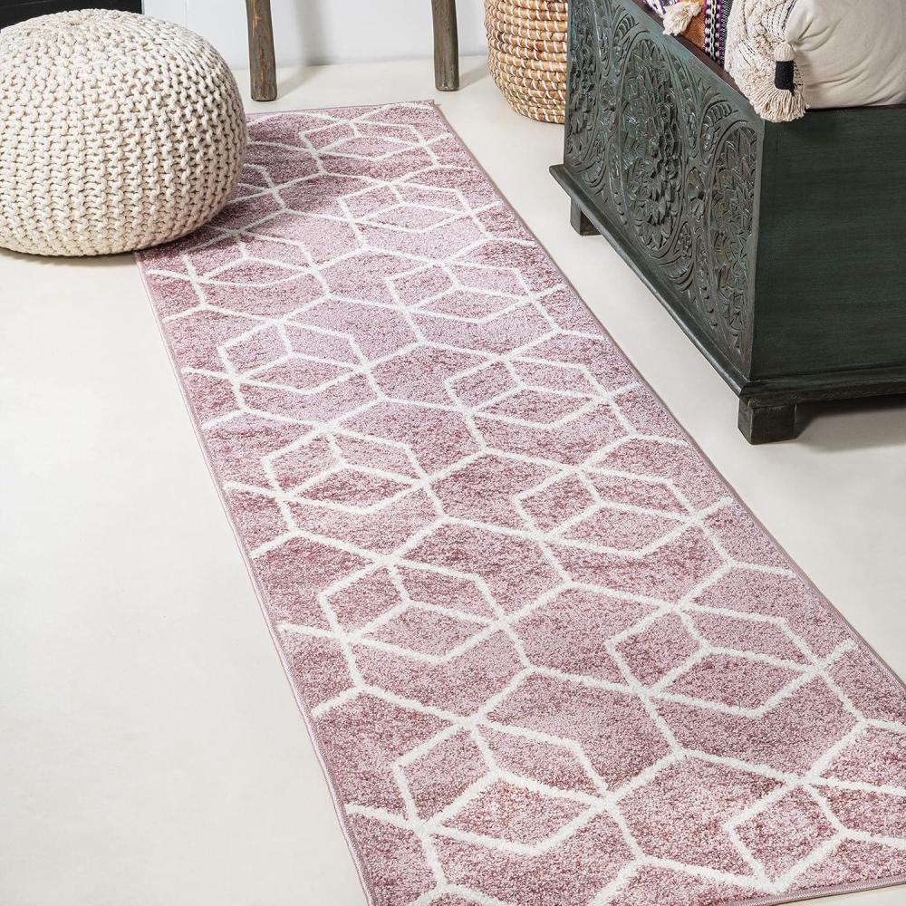 image:imageJONATHAN Y Tumbling Blocks Light BlueWhite Indoor Area Rug 3x5 ModernContemporaryGeometricCasual EasyCleaning for Living RoomBedroomKitchenPet FriendlyNonShedding SEU101C3RoseWhite