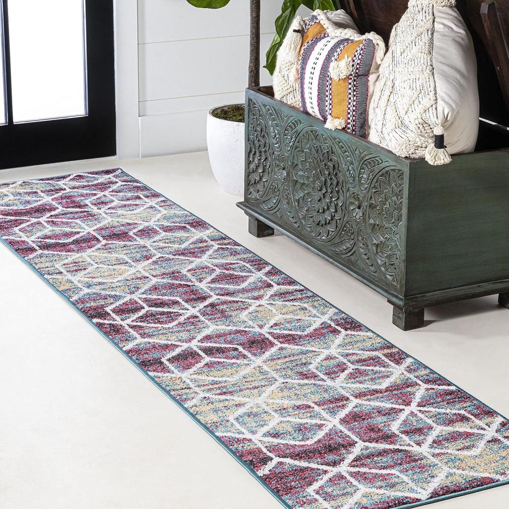 image:imageJONATHAN Y Tumbling Blocks Light BlueWhite Indoor Area Rug 3x5 ModernContemporaryGeometricCasual EasyCleaning for Living RoomBedroomKitchenPet FriendlyNonShedding SEU101C3MultiWhite