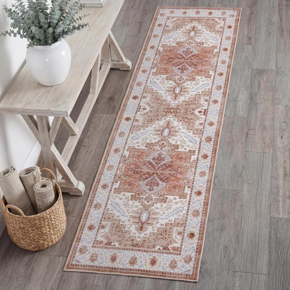 image:imageJONATHAN Y UltraSoft MachineWashable Rug with NonSkid Backing Dark GrayMulti 5x8 Eleanor Vintage Medallion Border NonShedding Velvet Luxury Feel for Living Room Dining Room BedroomCreamTerra