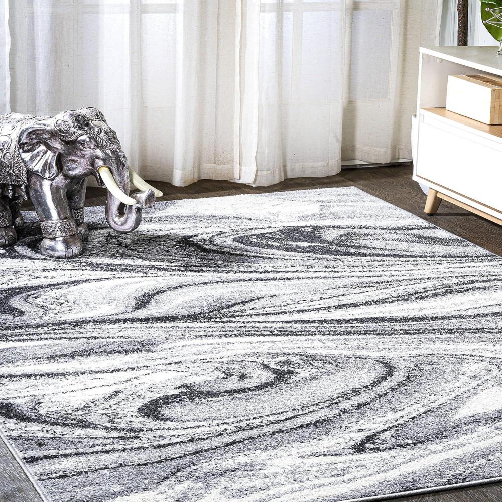 image:imageJONATHAN Y Viscon Abstract Marble Light GrayBlack Indoor Area Rug 3x5 ModernContemporaryGeometricCasual EasyCleaning for Living RoomBedroomKitchenPet FriendlyNonShedding SEU207A378 x 10 Rectangular