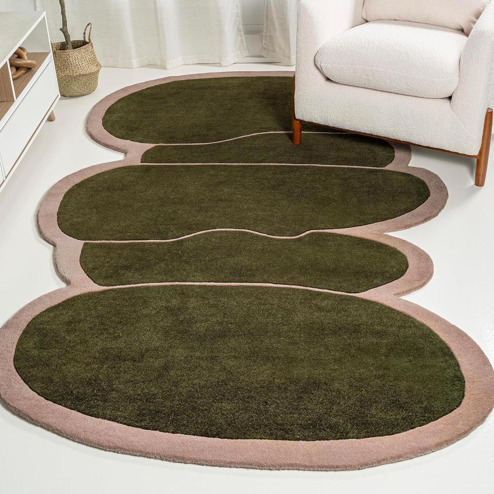 image:imageJONATHAN Y Whimsical Geometric Handwoven Wool GreenPink Shaped Indoor Area Rug 5x8 Modern Border EasyCleaning for Living Room Bedroom Kitchen Pet Friendly NonShedding GST101A58 x 10 Rectangular