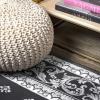 JONATHAN Y Acanthus French Border Blue/Navy Indoor Area Rug, 3×5, Vintage, Bohemian, Easy-Cleaning for Living Room, Bedroom, Kitchen, Pet Friendly, Non-Shedding (MDP504E-3)(Black/Gray)