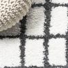JONATHAN Y Arenal Geometric Grid Shag White/Gray Indoor Area Rug, 3×5, Bohemian, Contemporary, Easy-Cleaning for Living Room, Bedroom, Kitchen, Pet Friendly, Non-Shedding (MOH409A-3)(2′ x 10′ (Runner))