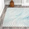 JONATHAN Y Arlo Woodgrain Geometric Ivory/Blue Indoor Area Rug, 3×5, Modern, Contemporary, Easy-Cleaning for Living Room, Bedroom, Kitchen, Pet Friendly, Non-Shedding (LUX104A-3)(7’10” x 10′ (Rectangular))
