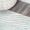 JONATHAN Y Arlo Woodgrain Geometric Ivory/Blue Indoor Area Rug, 3×5, Modern, Contemporary, Easy-Cleaning for Living Room, Bedroom, Kitchen, Pet Friendly, Non-Shedding (LUX104A-3)(2′ x 8′ (Runner))