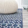 JONATHAN Y Arta Vintage Geometric Multi/Cream Indoor Area Rug, 3×5, Moroccan, Farmhouse, Easy-Cleaning for Living Room, Bedroom, Kitchen, Pet Friendly, Non-Shedding (MOH106C-3)(Navy/Cream)