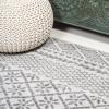 JONATHAN Y Athens Modern Geometric Boho Gray/Cream Indoor Area Rug, 3×5, Moroccan, Farmhouse, Easy-Cleaning for Living Room, Bedroom, Kitchen, Pet Friendly, Non-Shedding (MOH107A-3)(2’3″ x 8′ (Runner))