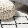 JONATHAN Y Cami Diamond Shag White/Gray Indoor Area Rug, 3×5, Moroccan, Bohemian, Contemporary, Easy-Cleaning for Living Room, Bedroom, Kitchen, Pet Friendly, Non-Shedding (MOH410A-3)(2′ x 10′ (Runner))