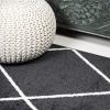JONATHAN Y Cole Diamond Trellis Light Blue/White Runner Rug 2×8, Modern,Contemporary,Geometric,Casual, Easy-Cleaning for Living Room,Bedroom,Kitchen,Pet Friendly,Non-Shedding (SEU102C-28)(Black/White)