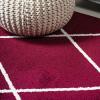 JONATHAN Y Cole Diamond Trellis Light Blue/White Runner Rug 2×8, Modern,Contemporary,Geometric,Casual, Easy-Cleaning for Living Room,Bedroom,Kitchen,Pet Friendly,Non-Shedding (SEU102C-28)(Red/White)