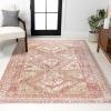 JONATHAN Y Darija Ornate Geometric Medallion Blue Indoor Area Rug, 3×5, Transitional, Traditional, Easy-Cleaning for Living Room, Bedroom, Kitchen, Pet Friendly, Non-Shedding (MDP308C-3)(Pink)