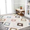 JONATHAN Y Diamond Tribal High-Low Multi/Cream Indoor Area Rug 3X5 ft, Amira for Living Room, Bedroom, Kitchen, Office, Easy-Cleaning, High Traffic, Pet-Friendly, Non-Shedding SNT108A-3(7’10” x 10′ (Rectangular))