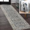 JONATHAN Y Machine Washable Indoor Area Rug 3X5 Dark Gray/Cream, Brandy Rustic Border Low-Pile for Living Room, Bedroom, Kitchen, Office, Easy-Cleaning, Pet-Friendly, Non-Shedding WSH321A-3(Brandy-dark Gray/Cream)