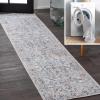 JONATHAN Y Machine Washable Indoor Area Rug 3X5 Dark Gray/Cream, Brandy Rustic Border Low-Pile for Living Room, Bedroom, Kitchen, Office, Easy-Cleaning, Pet-Friendly, Non-Shedding WSH321A-3(Brandy-light Gray/Blue)