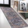 JONATHAN Y Machine Washable Indoor Area Rug 3X5 Red/Orange/Cream, Alacati Ogee Medallion for Living Room, Bedroom, Kitchen, Office, Easy-Cleaning, High Traffic, Pet-Friendly, Non-Shedding (WSH103A-3)(Navy/Brown)