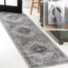 JONATHAN Y Machine Washable Indoor Area Rug 3X5 Red/Orange/Cream, Alacati Ogee Medallion for Living Room, Bedroom, Kitchen, Office, Easy-Cleaning, High Traffic, Pet-Friendly, Non-Shedding (WSH103A-3)(Dark Gray/Light Gray)