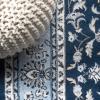 JONATHAN Y Palmette Modern Floral Gray/Cream Indoor Area Rug, 3×5, Vintage, Bohemian, Easy-Cleaning for Living Room, Bedroom, Kitchen, Pet Friendly, Non-Shedding (MDP503C-3)(Navy/Blue)