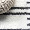 JONATHAN Y Petra Stripe Geometric Shag White/Gray Indoor Area Rug, 3×5, Bohemian, Contemporary, Easy-Cleaning for Living Room, Bedroom, Kitchen, Pet Friendly, Non-Shedding (MOH406A-3)(2′ x 8′ (Runner))