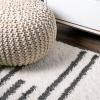 JONATHAN Y Petra Stripe Geometric Shag White/Gray Indoor Area Rug, 3×5, Bohemian, Contemporary, Easy-Cleaning for Living Room, Bedroom, Kitchen, Pet Friendly, Non-Shedding (MOH406A-3)(5’1″ x 8′ (Rectangular))