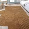 JONATHAN Y Retro Striped Handwoven Wool Ivory/Beige Shaped Indoor Area Rug, 5×8, Bohemian, Abstract, Easy-Cleaning for Living Room, Bedroom, Kitchen, Pet Friendly, Non-Shedding (GST103A-5)(Light Brown/Beige)