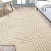 JONATHAN Y Retro Striped Handwoven Wool Ivory/Beige Shaped Indoor Area Rug, 5×8, Bohemian, Abstract, Easy-Cleaning for Living Room, Bedroom, Kitchen, Pet Friendly, Non-Shedding (GST103A-5)(Ivory/Beige)