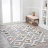 JONATHAN Y Trellis High-Low Multi/Gray Indoor Area Rug 3X5 ft, Monique for Living Room, Bedroom, Kitchen, Office, Easy-Cleaning, High Traffic, Pet-Friendly, Non-Shedding SNT104A-3(7’10” x 10′ (Rectangular))