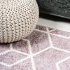 JONATHAN Y Tumbling Blocks Light Blue/White Indoor Area Rug 3×5, Modern,Contemporary,Geometric,Casual, Easy-Cleaning for Living Room,Bedroom,Kitchen,Pet Friendly,Non-Shedding (SEU101C-3)(Rose/White)