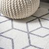 JONATHAN Y Tumbling Blocks Light Blue/White Indoor Area Rug 3×5, Modern,Contemporary,Geometric,Casual, Easy-Cleaning for Living Room,Bedroom,Kitchen,Pet Friendly,Non-Shedding (SEU101C-3)(White/Gray)